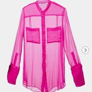 Adam Lippes Sheer Silk Blouse Hot Pink | Luxury Designer Size approx M feminine
